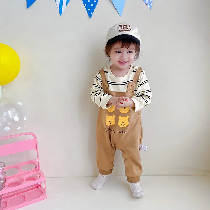 MINISO Winnie the Pooh Baby Boys Girls Onesie Spring Newborn Romper