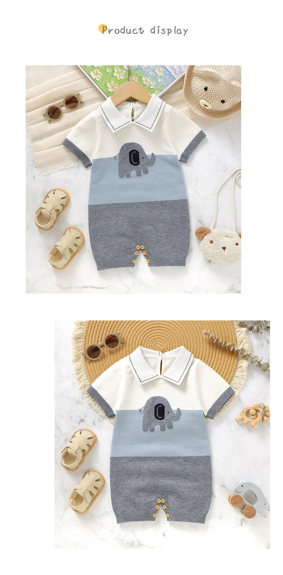 Summer Short Sleeve Baby Rompers Clothes 0-18m