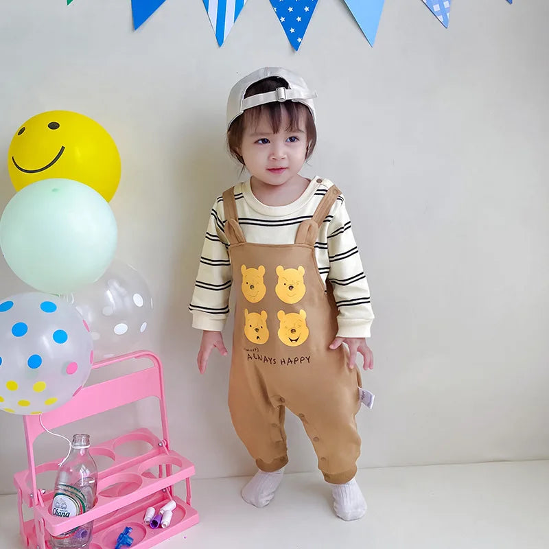 MINISO Winnie the Pooh Baby Boys Girls Onesie Spring Newborn Romper