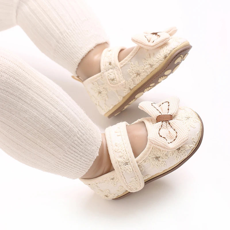 Bow Decoration Apricot Cute 0-18M Baby Princess Shoes