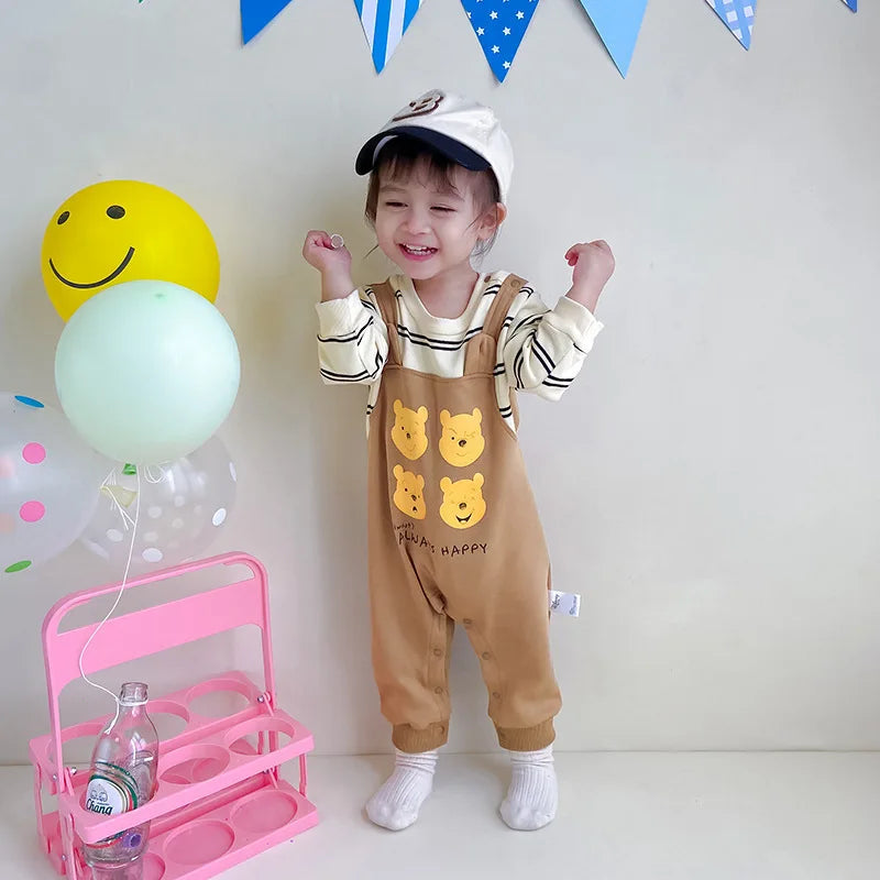 MINISO Winnie the Pooh Baby Boys Girls Onesie Spring Newborn Romper