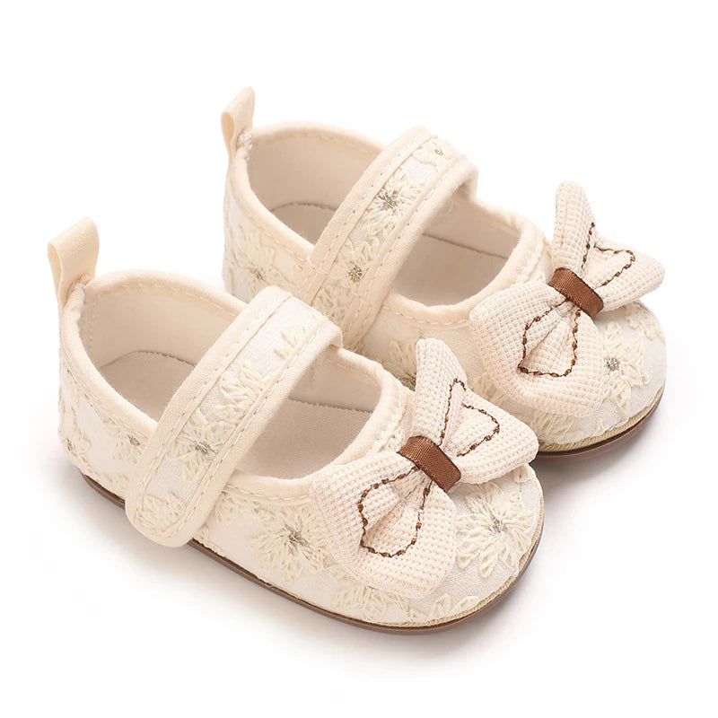 Bow Decoration Apricot Cute 0-18M Baby Princess Shoes