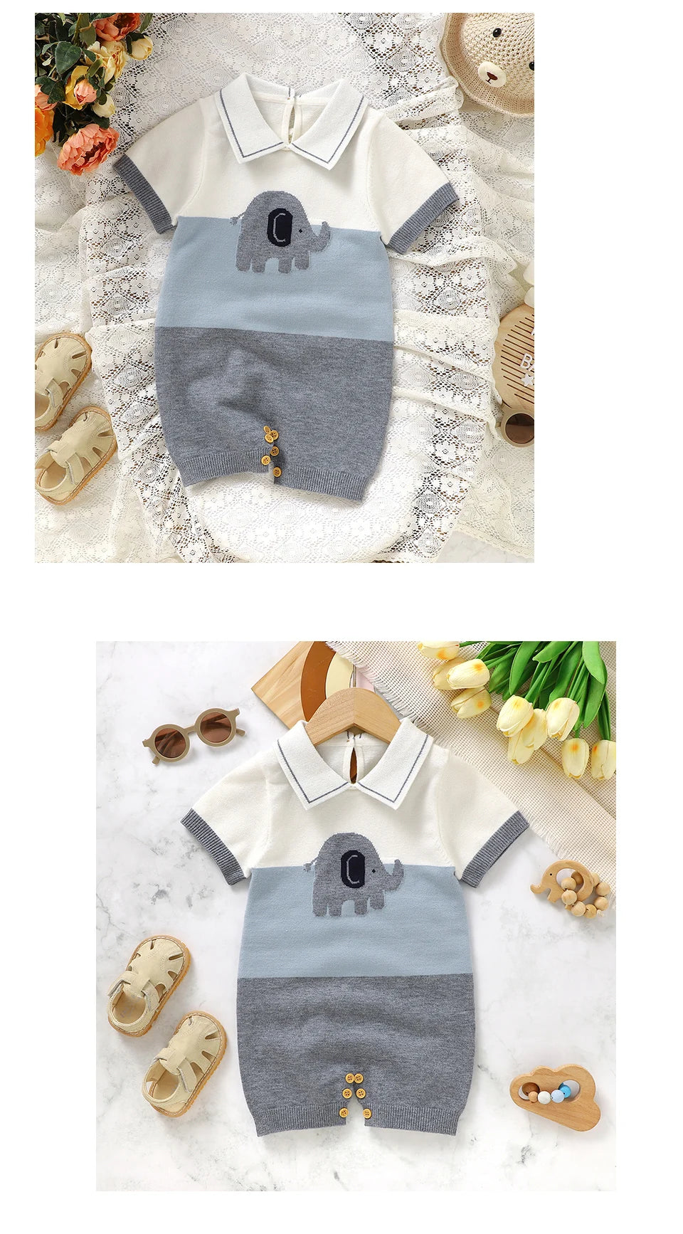 Summer Short Sleeve Baby Rompers Clothes 0-18m