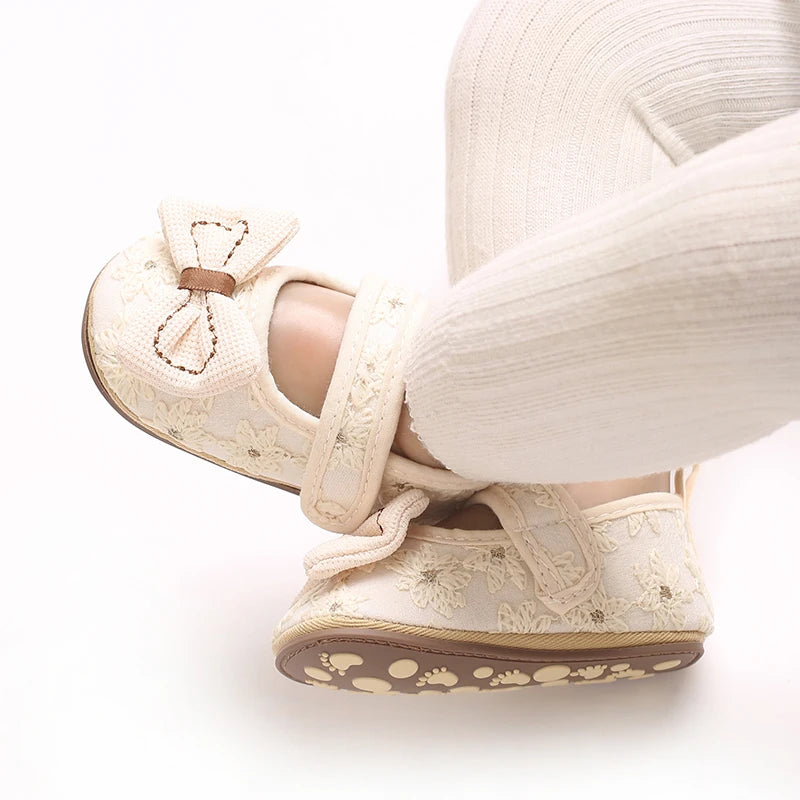 Bow Decoration Apricot Cute 0-18M Baby Princess Shoes