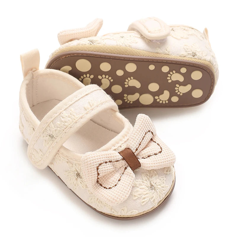 Bow Decoration Apricot Cute 0-18M Baby Princess Shoes