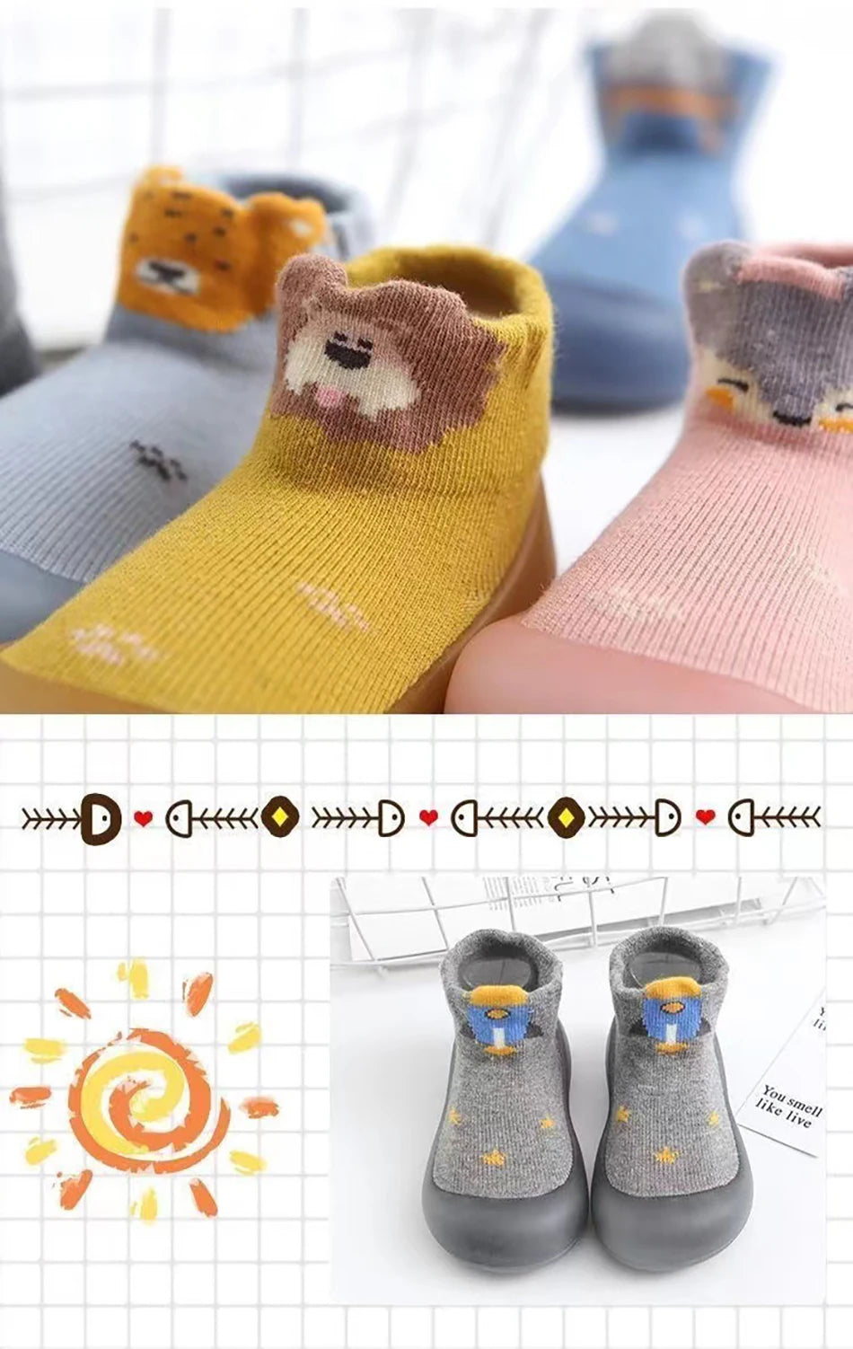 Cute and Comfy Cotton Newborn Baby First Walkers Socks