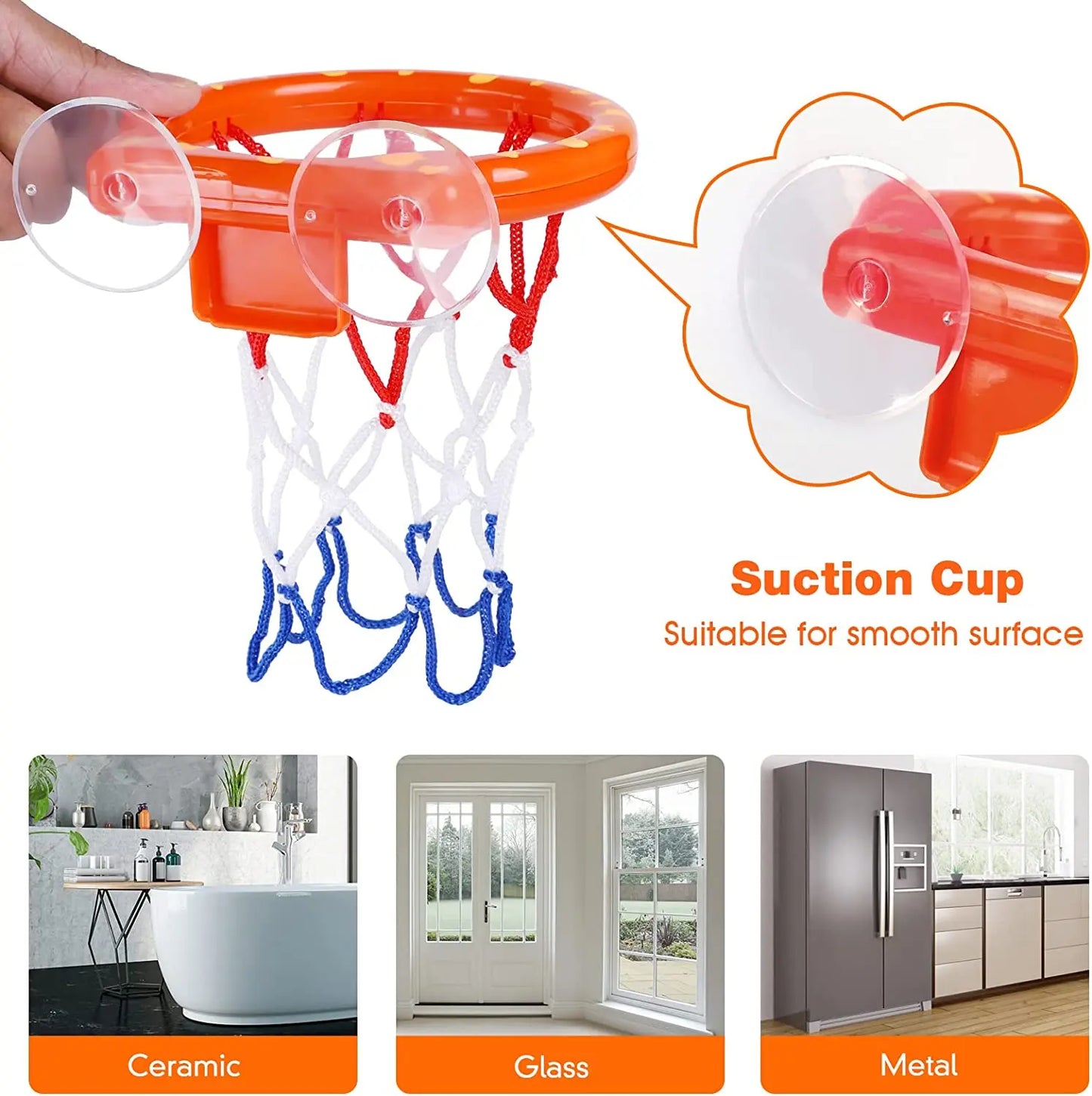 4pcs Bathroom Shooting Game Toy Bathtub Basketball Hoop