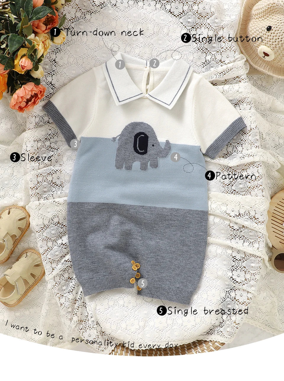 Summer Short Sleeve Baby Rompers Clothes 0-18m