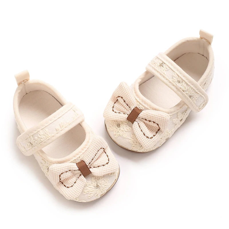 Bow Decoration Apricot Cute 0-18M Baby Princess Shoes
