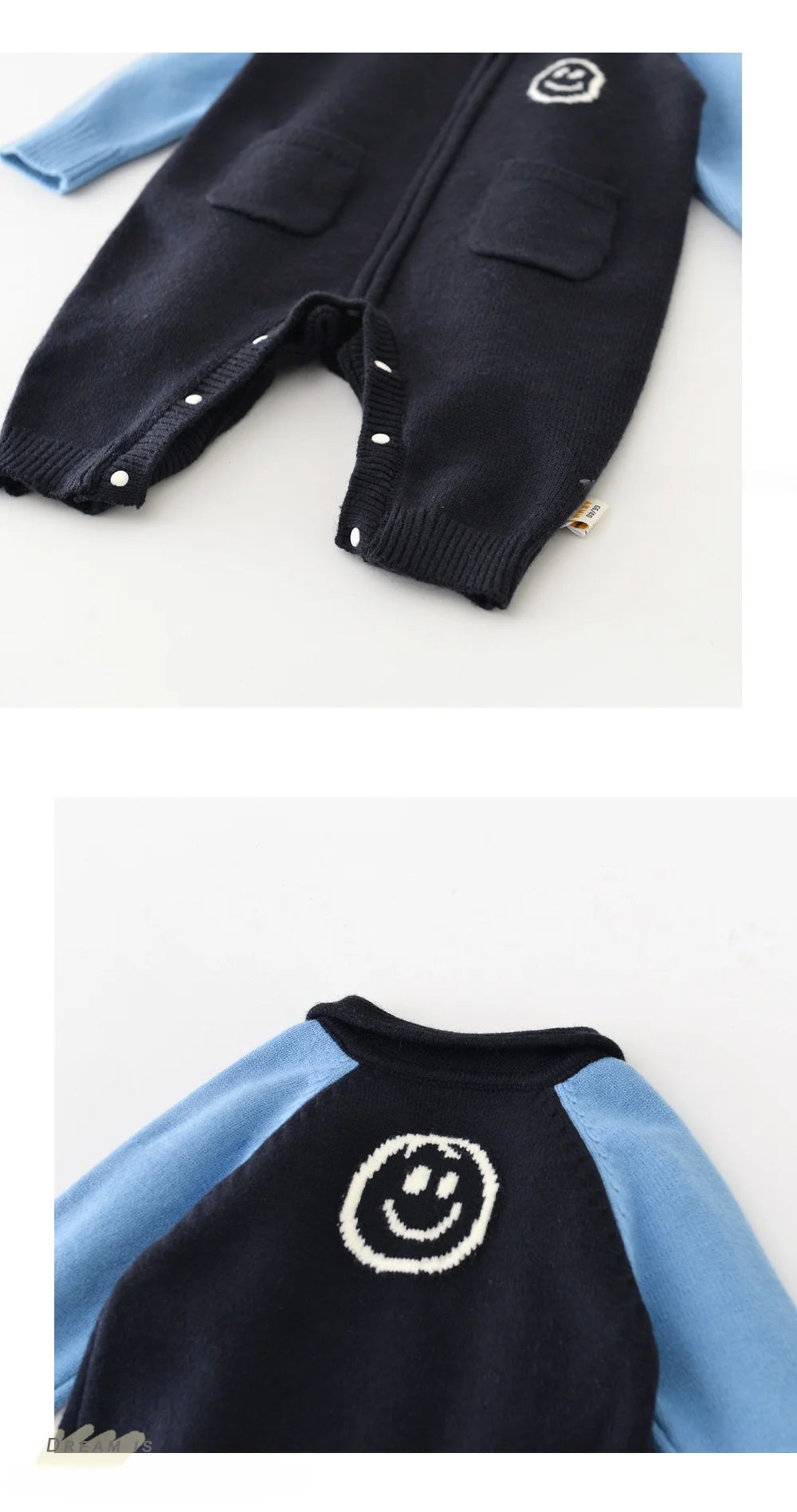 0-24M Baby Knit Romper with Raglan Sleeves Design