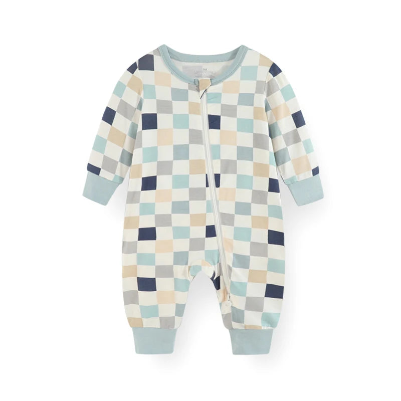 Unisex Spring Autumn Long Sleeve Rayon Zipper Rompers