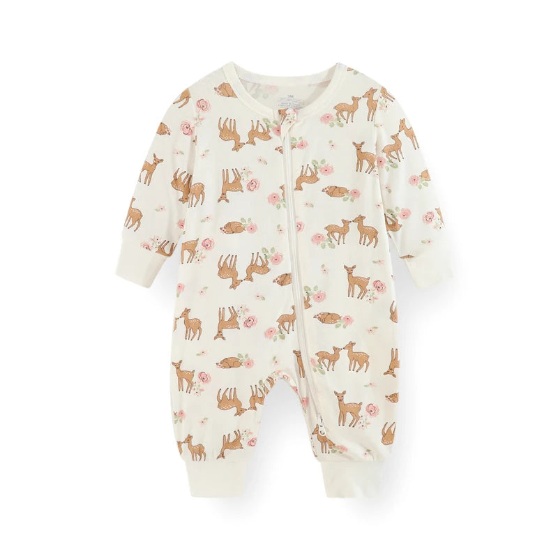 Unisex Spring Autumn Long Sleeve Rayon Zipper Rompers