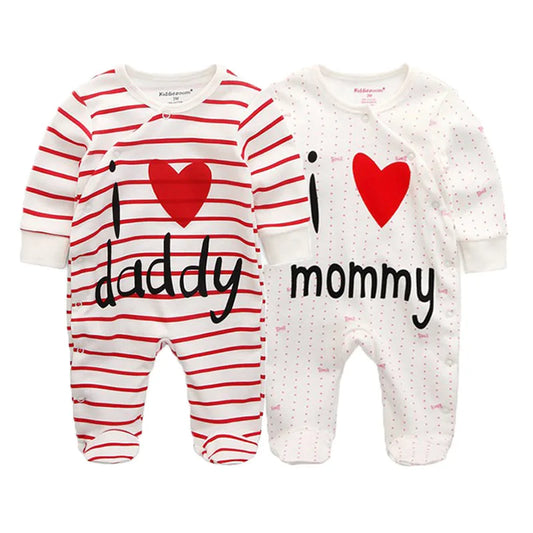2 Pcs Unisex Cartoon Long Sleeve Baby Boys Girl Romper