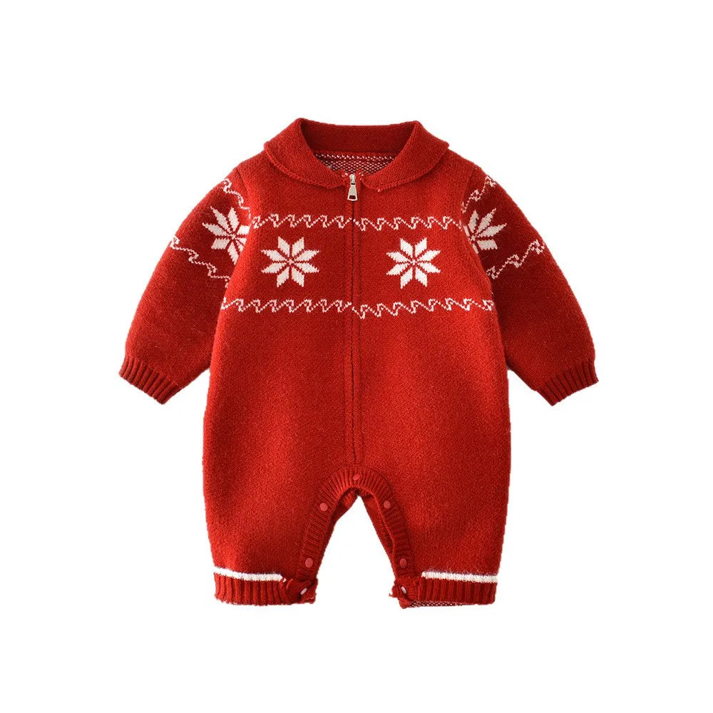 Baby Clothes Red Snow Flowear Infant Gilrs Rompers
