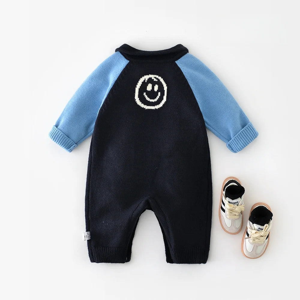 0-24M Baby Knit Romper with Raglan Sleeves Design