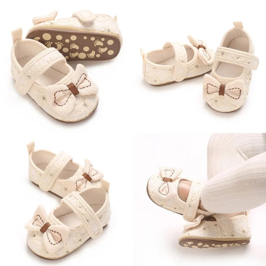 Bow Decoration Apricot Cute 0-18M Baby Princess Shoes