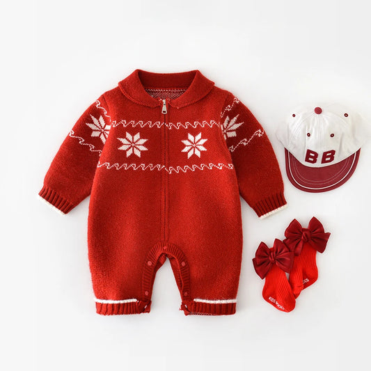 Baby Clothes Red Snow Flowear Infant Gilrs Rompers