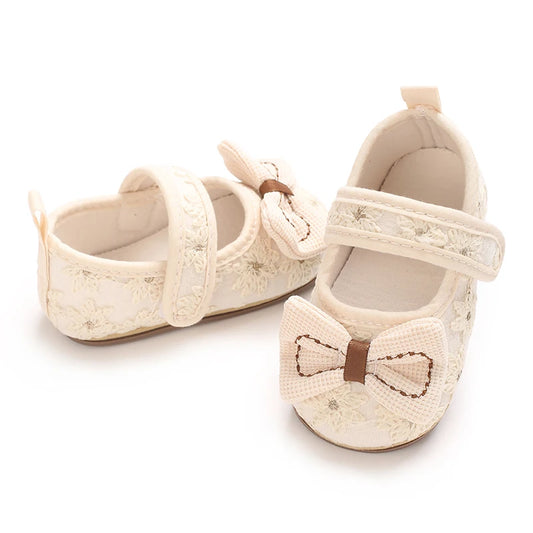 Bow Decoration Apricot Cute 0-18M Baby Princess Shoes
