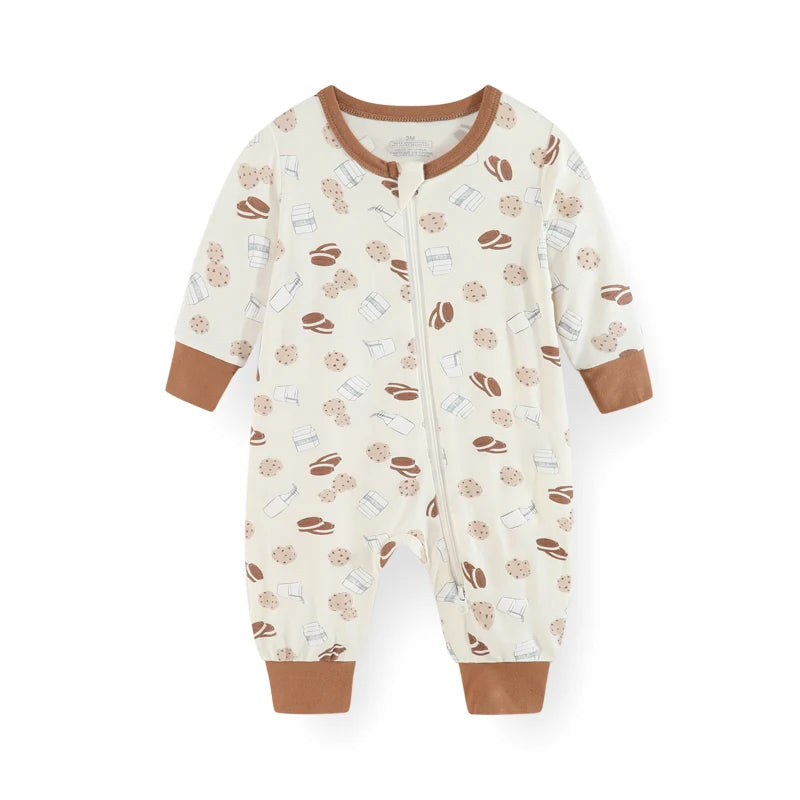 Unisex Spring Autumn Long Sleeve Rayon Zipper Rompers