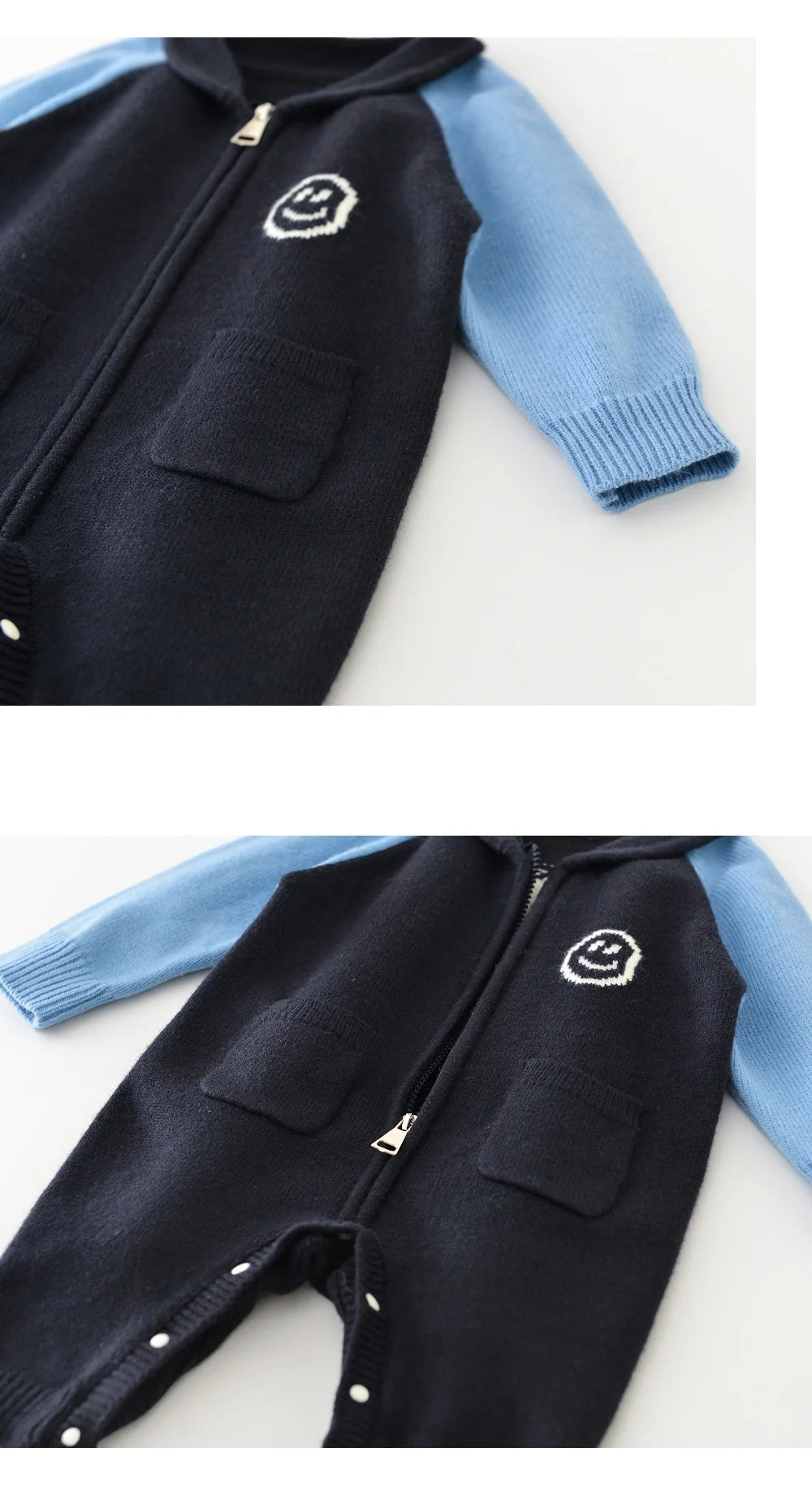 0-24M Baby Knit Romper with Raglan Sleeves Design