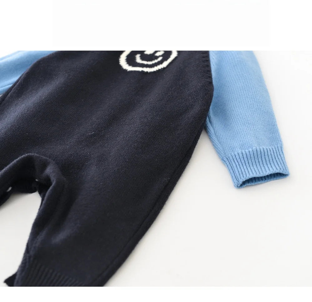 0-24M Baby Knit Romper with Raglan Sleeves Design