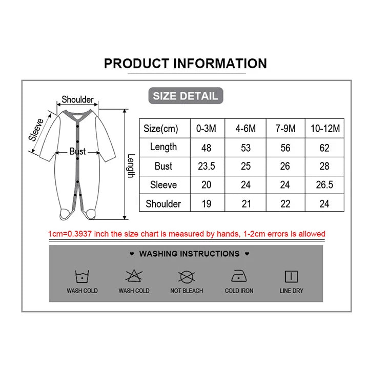 3 Pcs Unisex Cartoon Long Sleeve Baby Boys Girl Romper